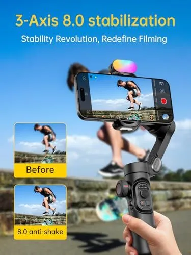 3-Axis 8.0 stabilization gimbal for mobile filming