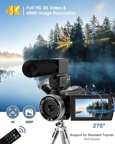 4K Ultra HD Camcorder with External Microphone