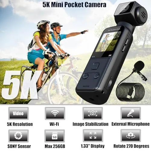 Yondene 5K Body Camera With External Mic And 128GB