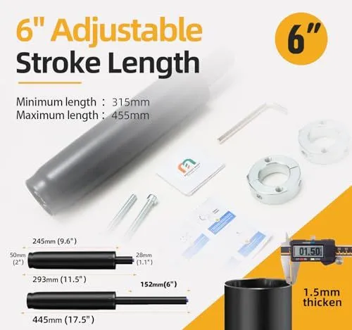 6 Inch Adjustable Stroke Length Gas Lift Cylinder Kit