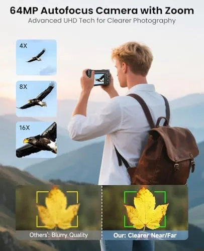 64MP Autofocus Camera with Zoom Product Infographic