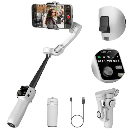 AOCHUAN Smart V8 Smartphone Gimbal With AI Tracking And Extension Rod