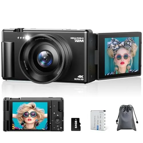 FIREFOTO 4K Digital Camera For Beginners With Flip Screen