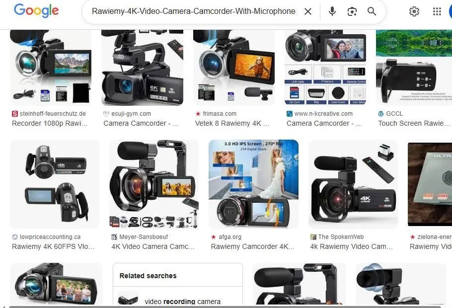 A Google Image search for Rawiemy 4K video cameras