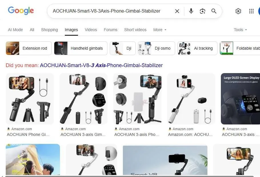 A Google Image Search for the AOCHUAN Smart V8 Gimbal