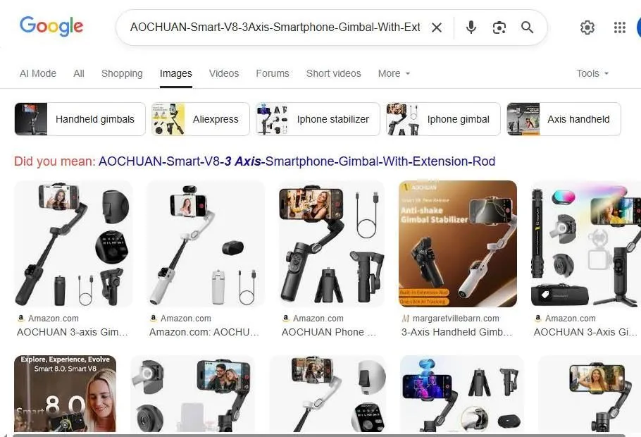 A Google Image Search for the AOCHUAN Smart V8 Smartphone Gimbal