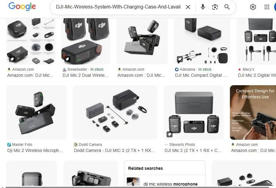 A Google Image search for the DJI Mic 2 wireless microphone system