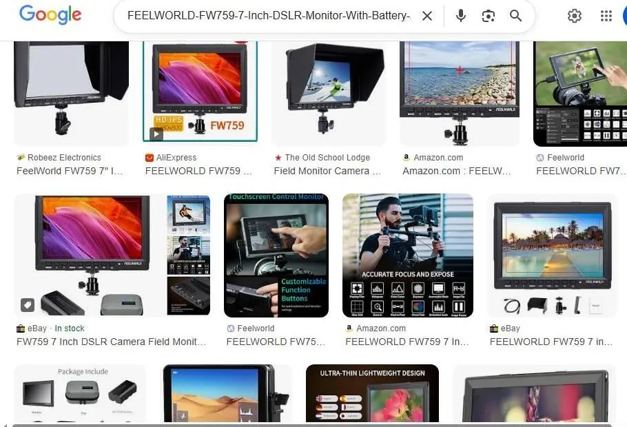 A Google Image Search for the Feelworld FW759 DSLR Monitor