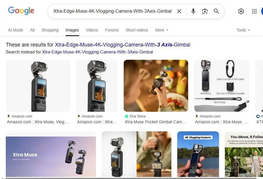 A Google Image search result for the Xtra Muse 4K vlogging camera