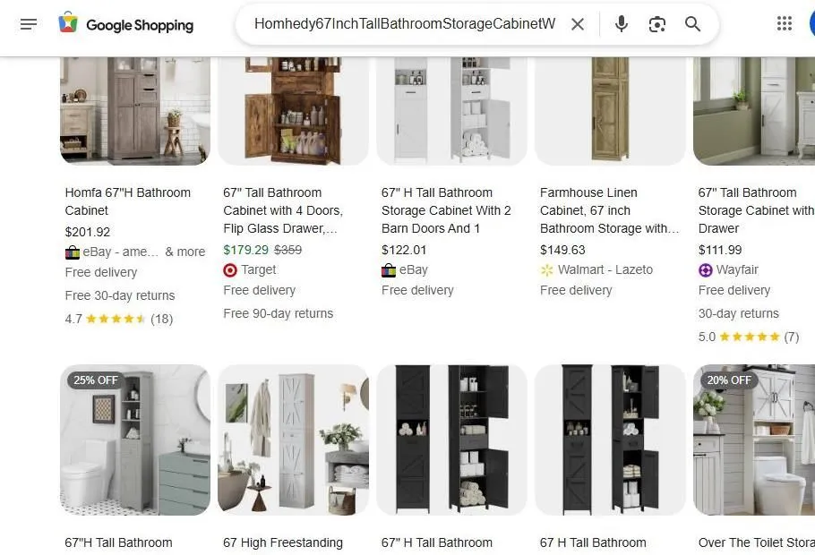 A Search Result Page For Tall Bathroom Storage Cabinets