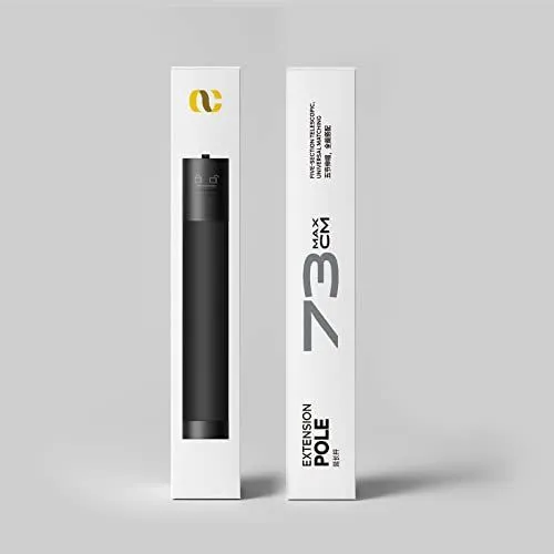 A sleek product packaging for a 73cm extension pole