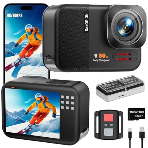 Euorosi 4K 60FPS Waterproof Action Camera With Touch Screen