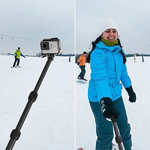 Action camera carbon fiber extension pole for skiing