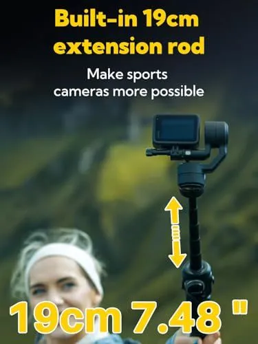 Action Camera Gimbal with Integrated Extension Rod