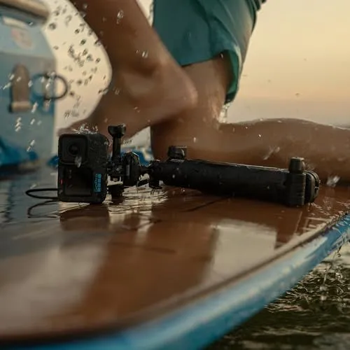 Action camera on a surfboard