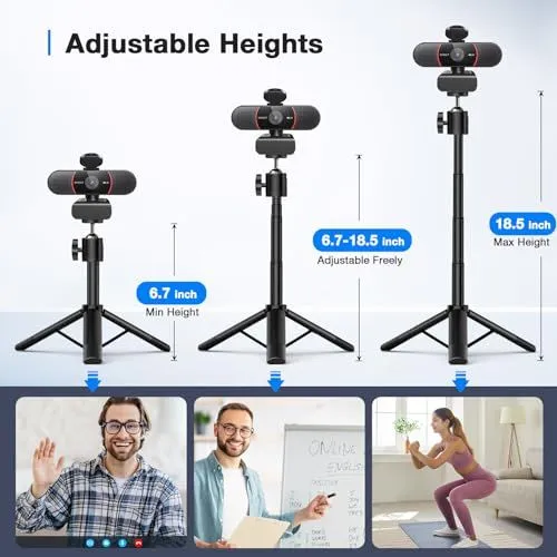 Adjustable Webcam Tripod Stand with Height Options