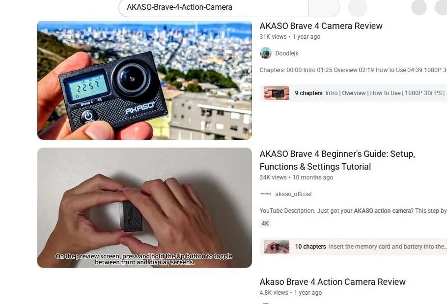 Akaso Brave 4 Action Camera Search Results