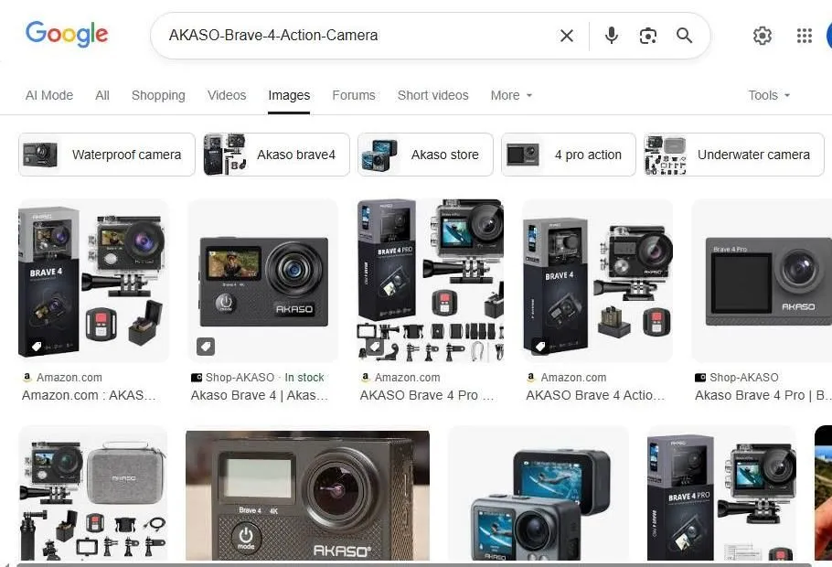 Akaso Brave 4 Google Search Results