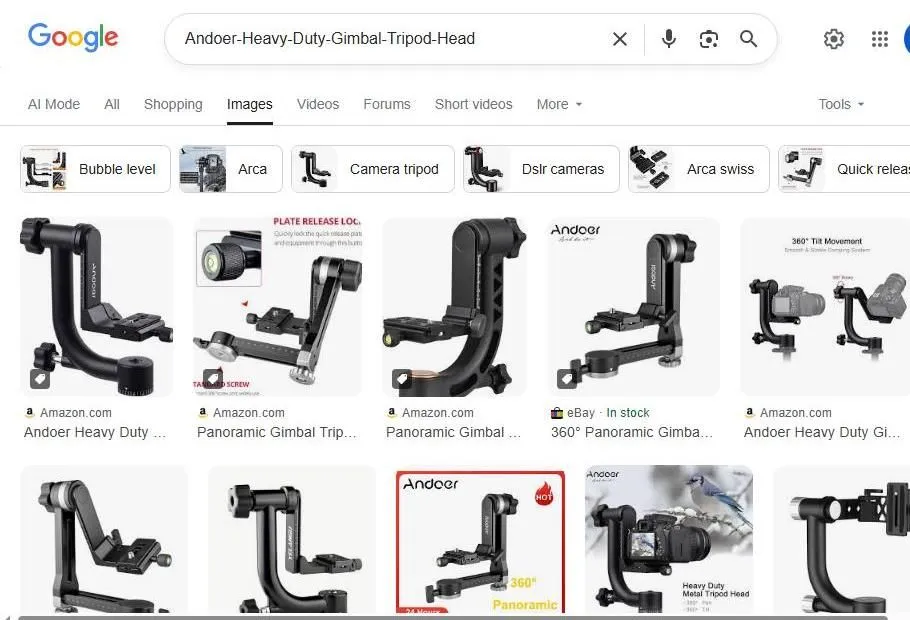 Andoer Heavy Duty Gimbal Tripod Head Search Results