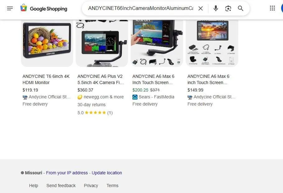 ANDYCINE Camera Monitor Product Listings