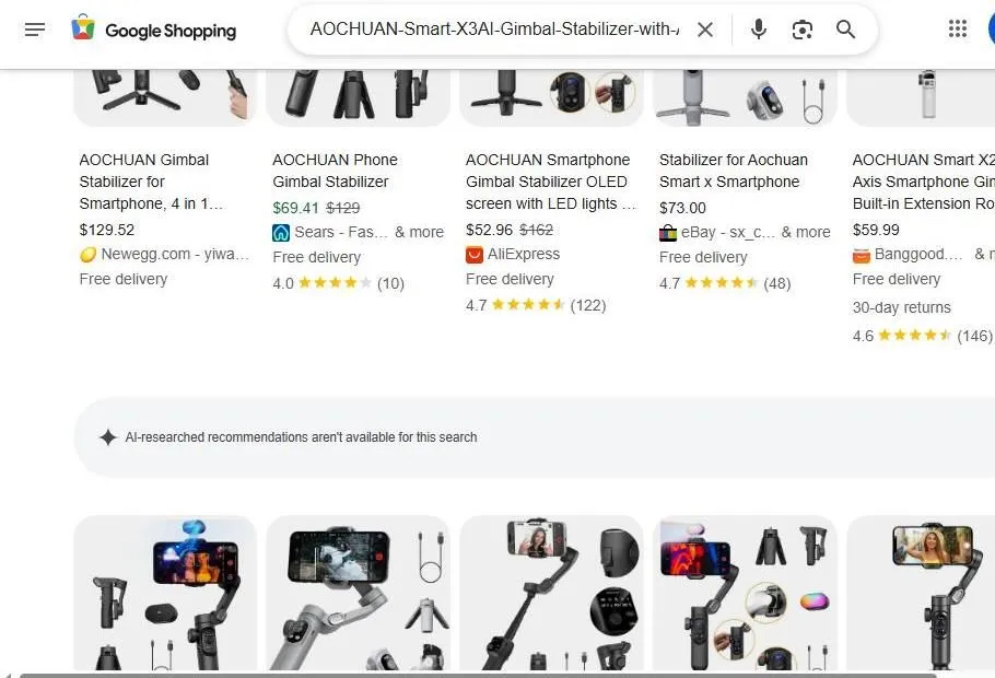 AOCHUAN Gimbal Stabilizer Shopping Results