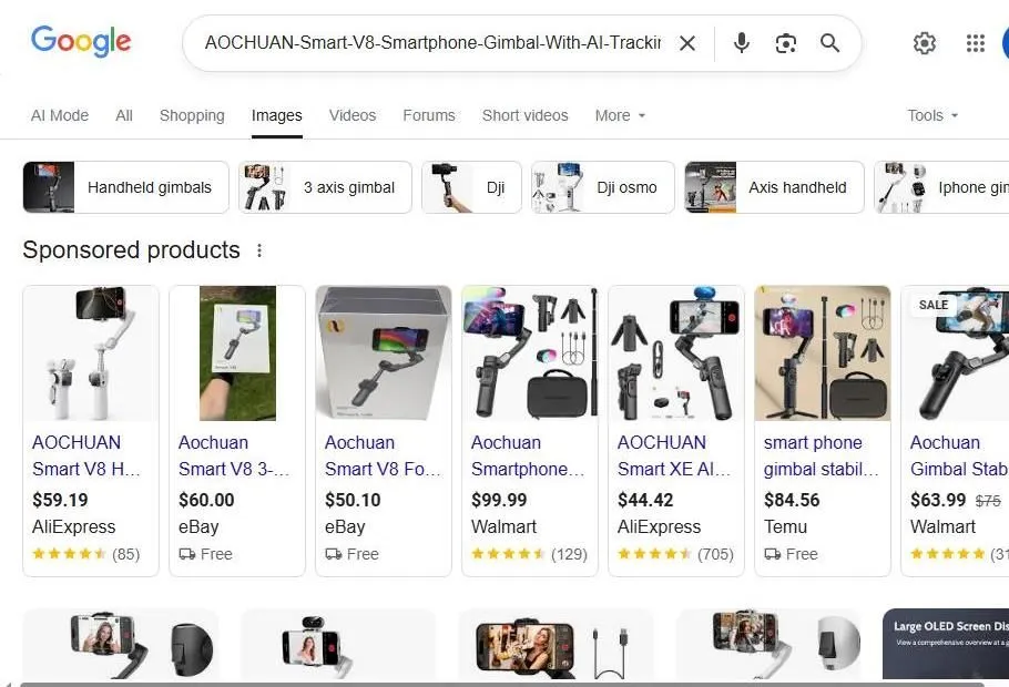 AOCHUAN Smart V8 Smartphone Gimbal Search Results