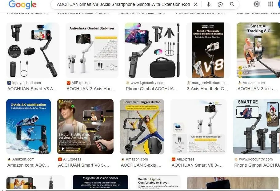 AOCHUAN Smart V8 Smartphone Gimbal Search Results