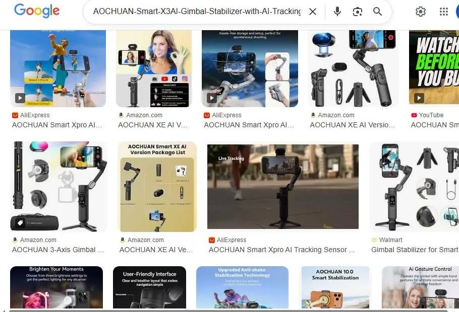 AOCHUAN Smart X AI Gimbal Search Results