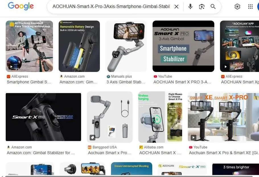 AOCHUAN Smart X Pro Smartphone Gimbal Search Results