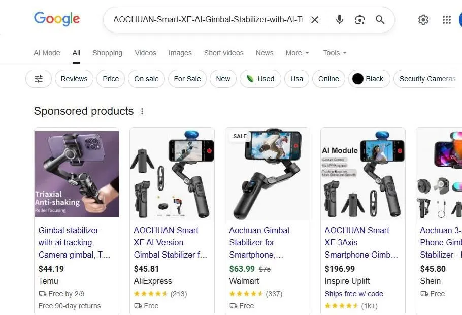 AOCHUAN Smart XE AI Gimbal Search Results