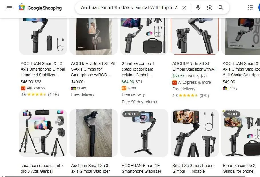 Aochuan Smart XE Gimbal Google Shopping Results