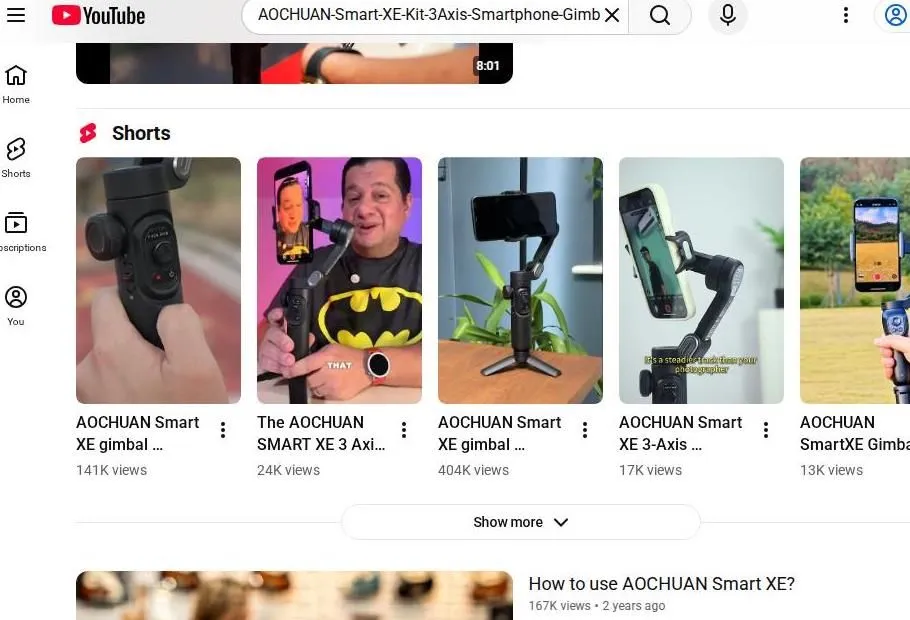 AOCHUAN Smart XE Gimbal Search Results