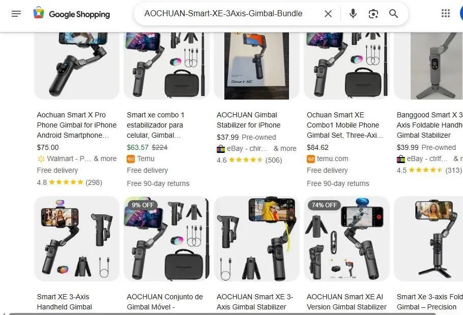 AOCHUAN Smart XE Gimbal Shopping Results