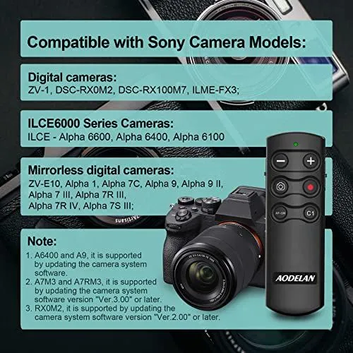 Aodelan Remote Compatibility Chart for Sony Cameras
