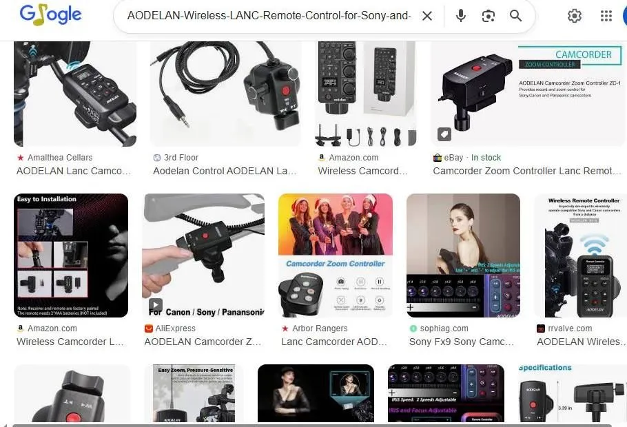 AODELAN Wireless LANC Remote Control Search Results