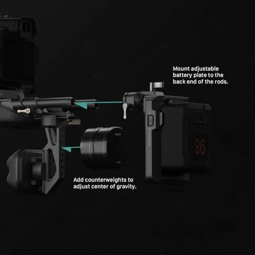 Balancing a Camera Rig with Battery and Counterweights