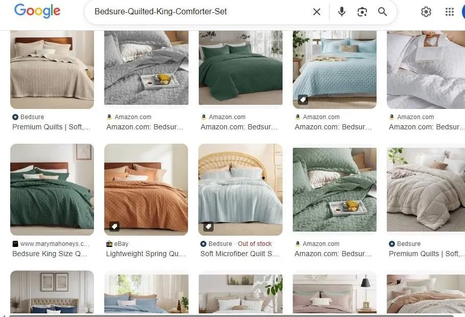 Bedsure Quilted King Comforter Set Search Results