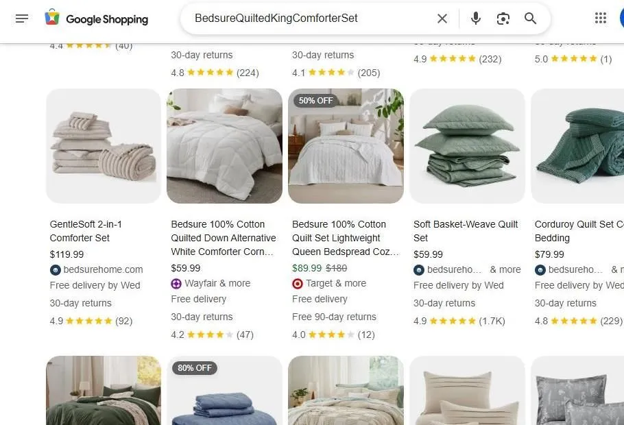 Bedsure Quilted King Comforter Set Search Results