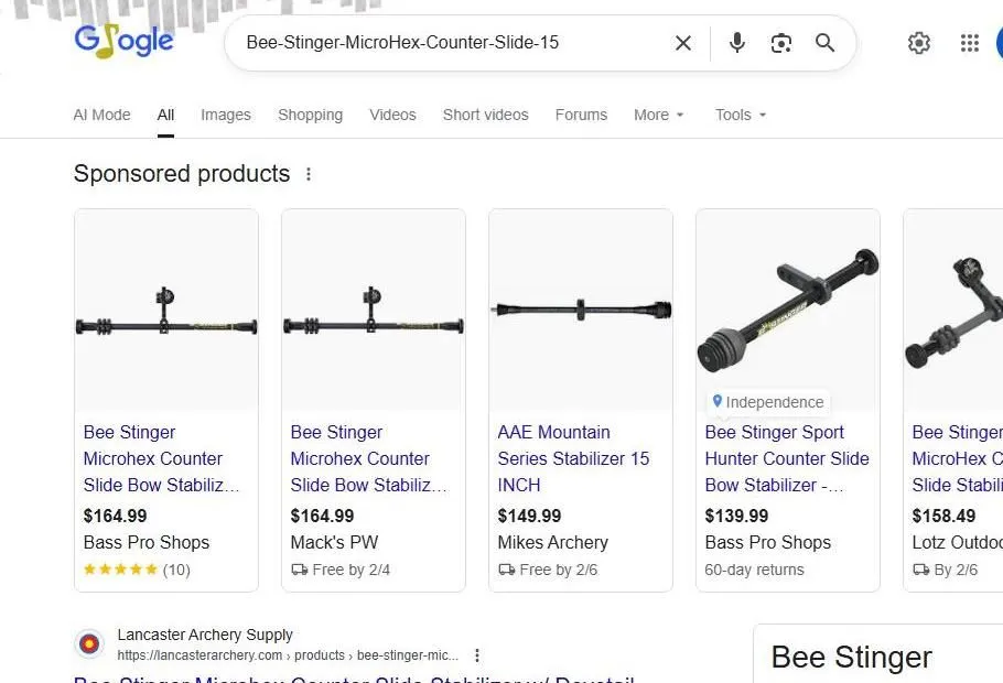 Bee Stinger MicroHex Counter Slide Search Results