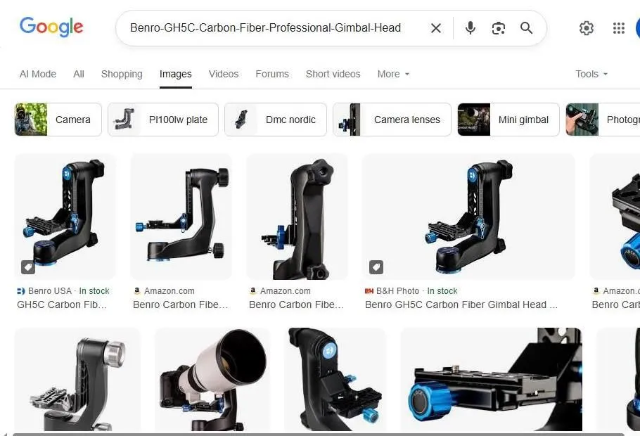 Benro GH5C Carbon Fiber Gimbal Head Search Results