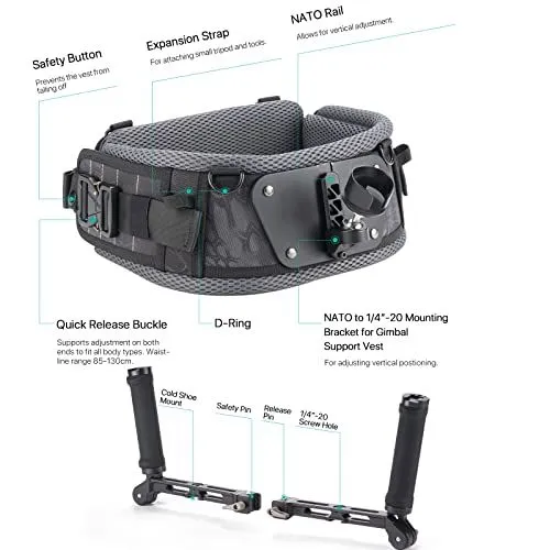 Camera Gimbal Support Vest and Dual Handle System