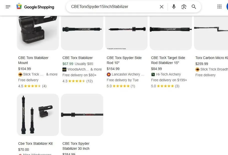 CBE Torx Archery Stabilizer Search Results