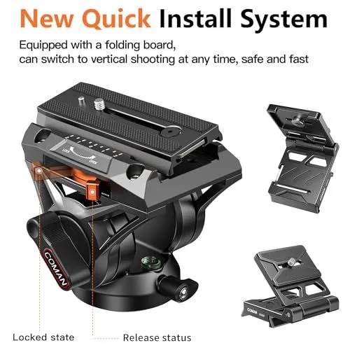 Coman Fluid Head with Quick Install System
