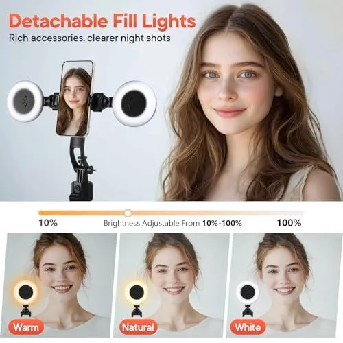 Detachable Fill Lights with Adjustable Brightness and Color Temperature