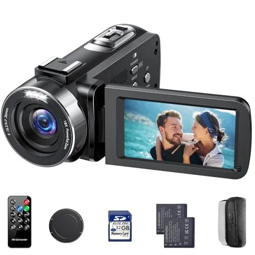 CAMWORLD 4K Vlogging Camera With 32GB SD Card And 2 Batteries