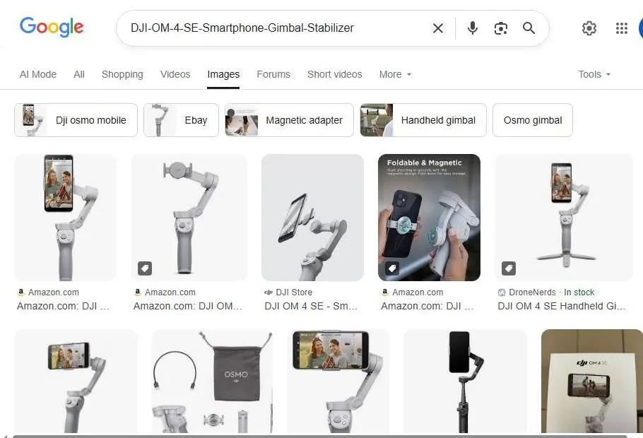 DJI OM 4 SE Google Image Search Results
