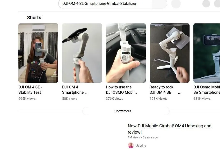 DJI OM 4 SE YouTube Search Results