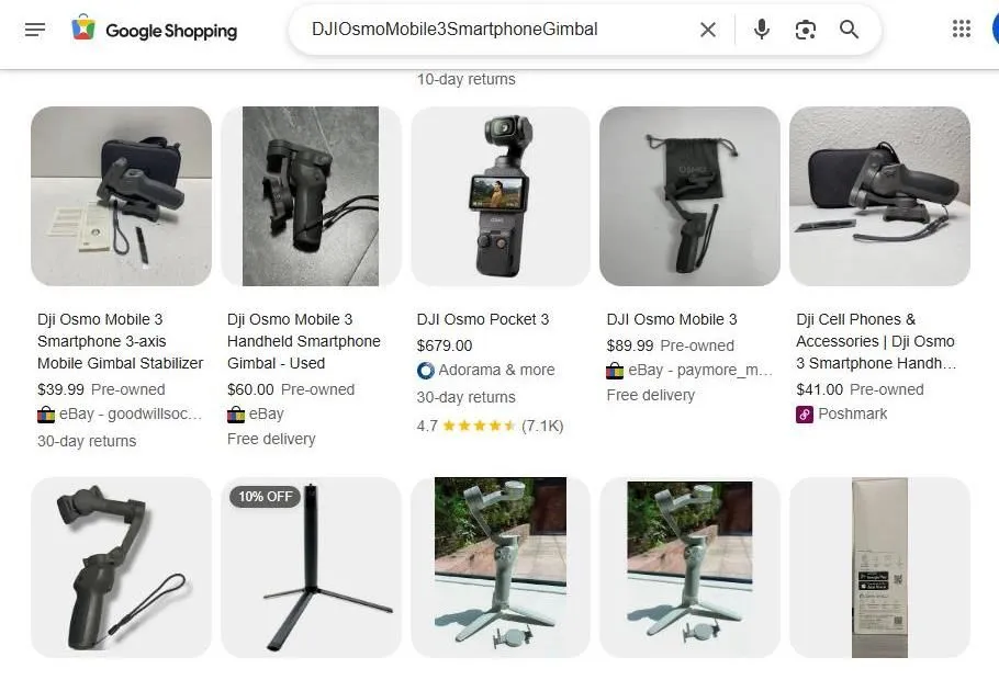 DJI Osmo Mobile 3 Search Results