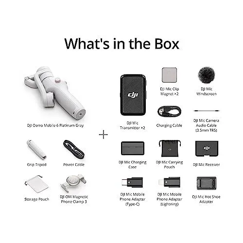 DJI Osmo Mobile 6 and DJI Mic Bundle Contents