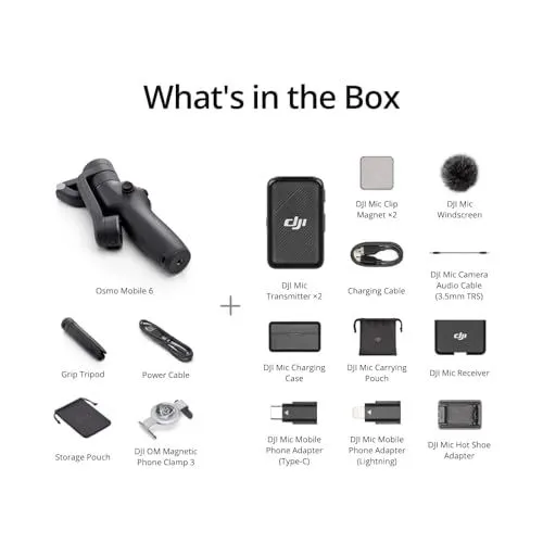DJI Osmo Mobile 6 and DJI Mic Combo Contents